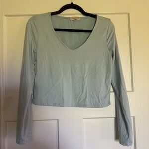 Sincerely Jules Green Crop Fitted Blouse